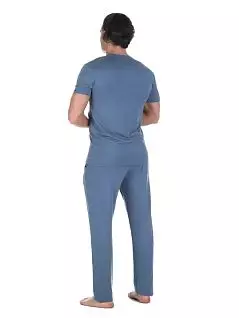 Гладкий домашний комплект (футболка на планке и штаны на комфортной посадке) голубого цвета BALDESSARINI RT95015/4006 820
